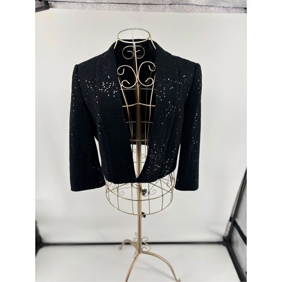 Esprit Jackets & Blazers - Esprit Black Sequin Women’s Bolero Jacket Blazer Size 8 Vintage